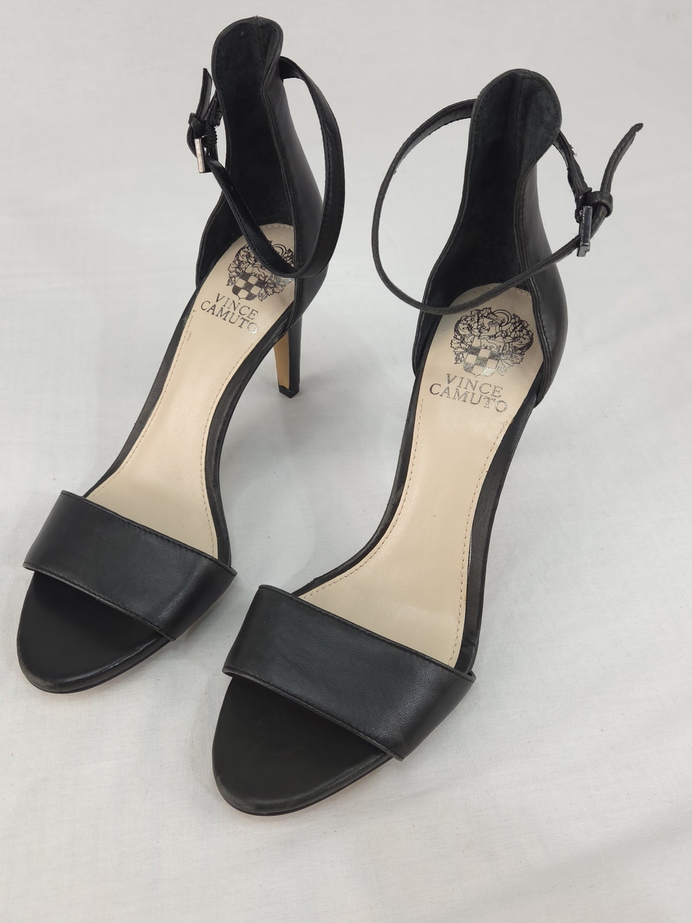 Vince Camuto Black Ankle-Strap Stiletto Sandals